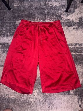 Y-3 Men's Red Athletic Mesh Shorts